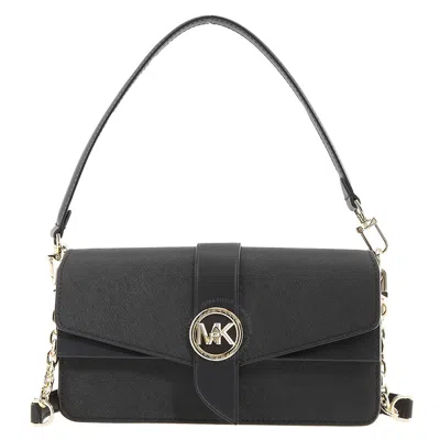 Michael Kors Ladies Greenwich Medium Saffiano Leather Shoulder Bag - Black