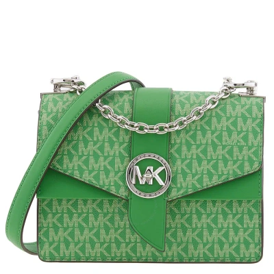 Michael Kors Ladies Greenwich Small Logo And Leather Crossbody Bag - Palm