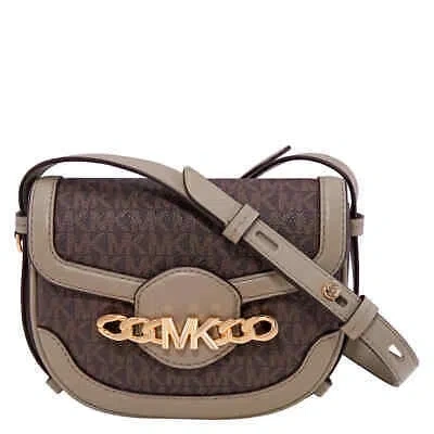 Pre-owned Michael Kors Ladies Hally Extra-small Embellished Logo Crossbody Bag- Green