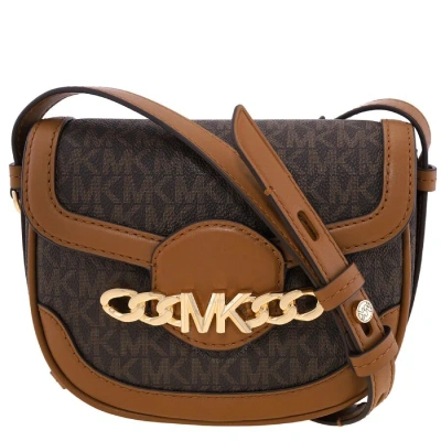 Michael Kors Ladies Hally Extra-small Embellished Logo Crossbody Bag In Brown/acorn