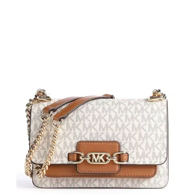 Michael Kors Ladies Heather Extra-small Logo Crossbody Bag -  Ivory/acorn In White