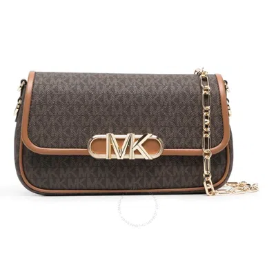 Michael Kors Ladies Monogram-pattern Logo-plaque Bag In Brown