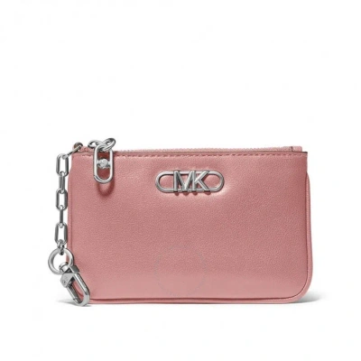 Michael Kors Ladies Royal Pink Parker Small Leather Zip Card Case