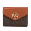 Michael Kors Ladies Signature Logo Carmen Medium Envelope Tri-fold Wallet - Brown/acorn In Brown