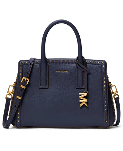 Michael Kors Laila Center Zip Small Satchel Bag In Blue