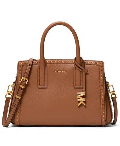Michael Kors Laila Center Zip Small Satchel Bag In Brown