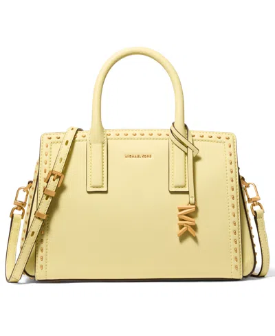 Michael Kors Laila Center Zip Small Satchel Bag In Yellow