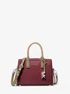 Michael Kors Laila Extra-small Color-block Leather Crossbody Bag In Burgundy