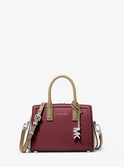 Michael Kors Laila Extra-small Color-block Leather Crossbody Bag In Burgundy