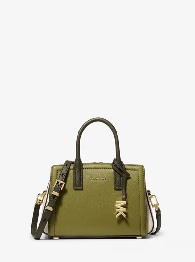 Michael Kors Laila Extra-small Color-block Pebbled Leather Crossbody Bag In Green