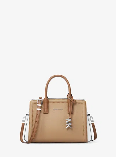 Michael Kors Laila Extra-small Color-block Leather Crossbody Bag In Brown