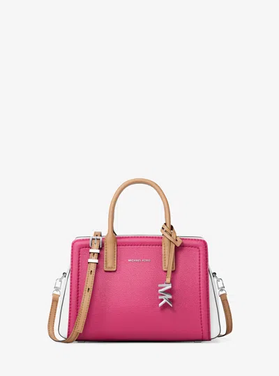 Michael Kors Laila Extra-small Color-block Leather Crossbody Bag In Pink