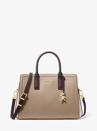 Michael Kors Laila Medium Color-block Pebbled Leather Satchel