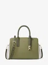 Michael Kors Laila Medium Color-block Pebbled Leather Satchel In Green