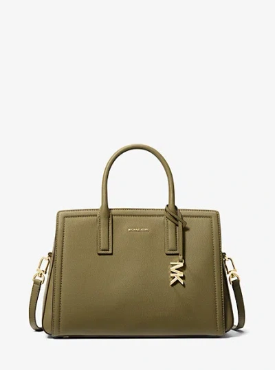 Michael Kors Laila Medium Leather Satchel In Green