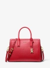 Michael Kors Laila Medium Metallic Signature Logo Satchel In Red