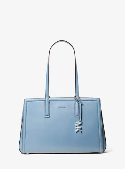 Michael Kors Laila Medium Pebbled Leather Tote Bag In Blue