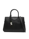 Michael Kors Laila Medium Leather Satchel In Black