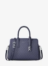 Michael Kors Laila Medium Signature Logo Satchel In Blue