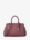 Michael Kors Laila Medium Signature Logo Satchel In Red