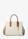 Michael Kors Laila Medium Signature Logo Satchel In Natural