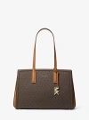 Michael Kors Laila Medium Signature Logo Tote Bag In Brown