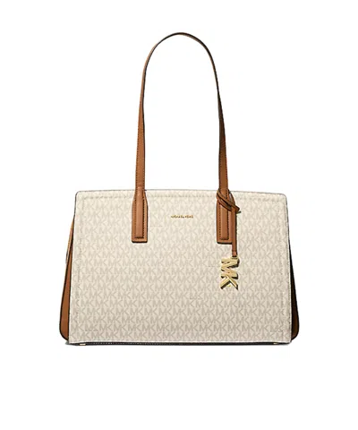 Michael Kors Laila Medium Signature Logo Tote Bag In Brown