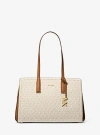 Michael Kors Laila Medium Signature Logo Tote Bag In Natural