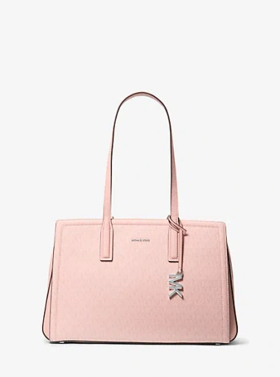 Michael Kors Laila Medium Signature Logo Tote Bag In Pink