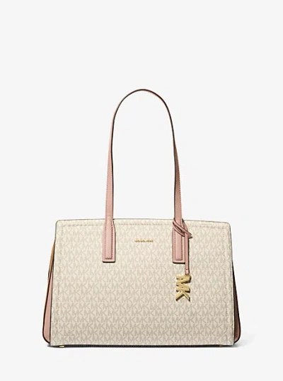 Michael Kors Laila Medium Signature Logo Tote Bag In Pink