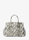 Michael Kors Laila Medium Snake Embossed Leather Satchel In Grey