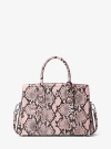 Michael Kors Laila Medium Snake Embossed Leather Satchel In Pink