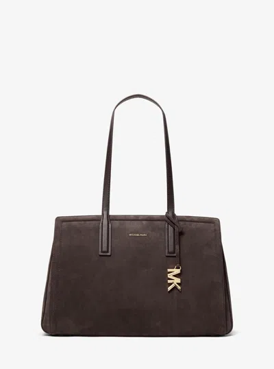 Michael Kors Laila Medium Suede Tote Bag In Pink