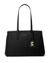 Michael Kors 'laila Medium' Black Handbag With Logo Lettering And Metallic Pendant On The Front In Black