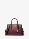 Michael Kors Laila Small Burnished Leather Satchel In Red