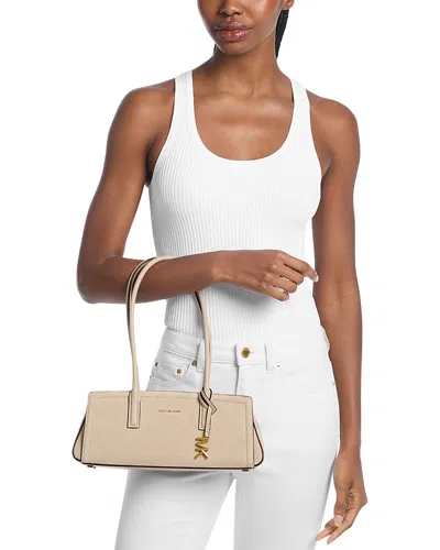 Michael Kors Laila Small East West Suede Shoulder Tote In Brown