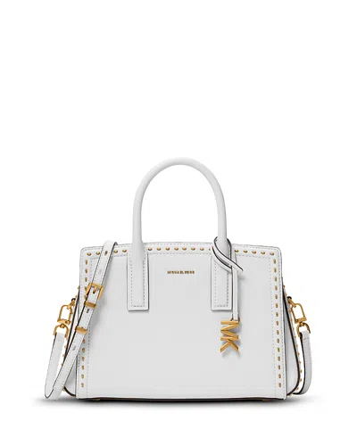 Michael Kors Laila Small Studded Leather Satchel In White