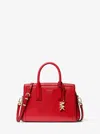 Michael Kors Laila Small Metallic Signature Logo Satchel In Red
