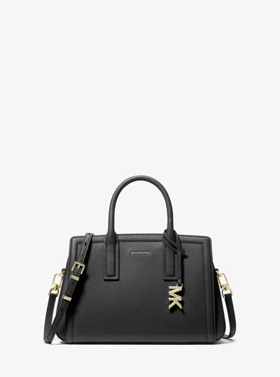 Michael Kors Laila Small Pebbled Leather Satchel In Black