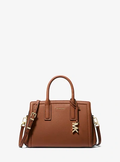 Michael Kors Laila Small Pebbled Leather Satchel In Brown