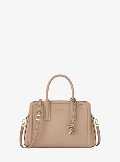 Michael Kors Laila Small Pebbled Leather Satchel In Brown