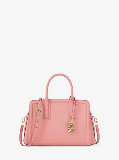 Michael Kors Laila Small Pebbled Leather Satchel In Pink