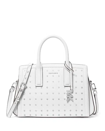 Michael Kors Laila Small Satchel In Optic White