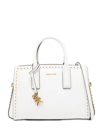 Michael Kors Laila Small Studded Leather Satchel In White