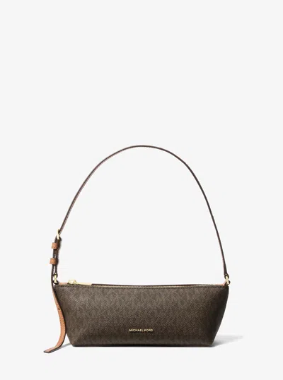 Michael Kors Laila Small Signature Logo Pochette In Brown