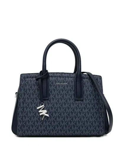 Michael Kors Laila Small Signature Logo Satchel In Blue