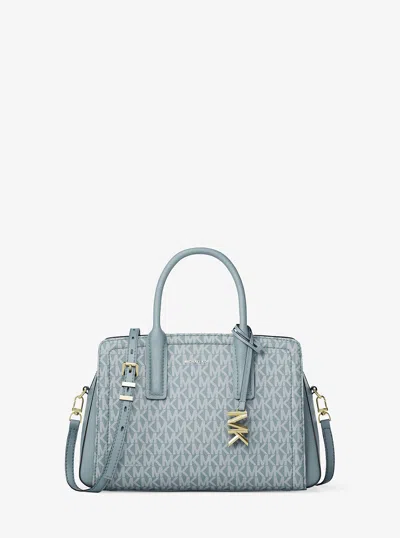 Michael Kors Laila Small Signature Logo Satchel In Blue
