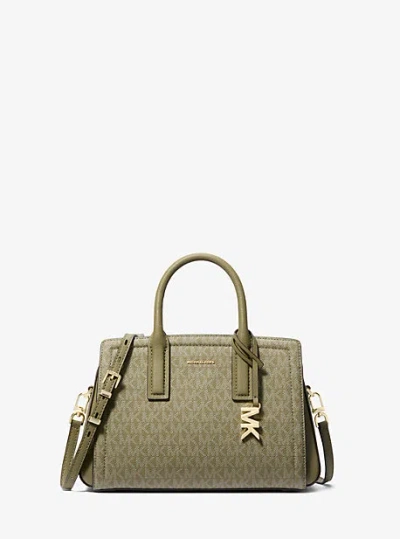 Michael Kors Laila Small Signature Logo Satchel In Green