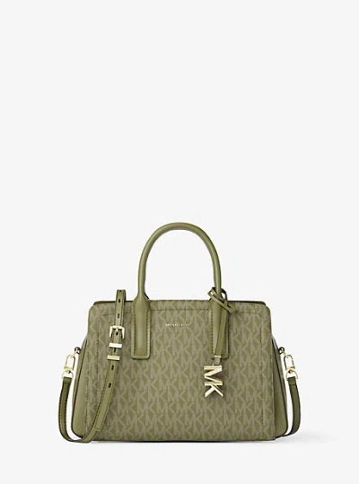 Michael Kors Laila Small Signature Logo Satchel In Green