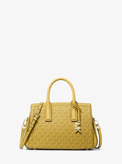 Michael Kors Laila Small Signature Logo Satchel In Green